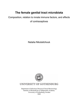 The Female Genital Tract Microbiota Composition, Relation to Innate Immune Factors, and Effects of Contraceptives