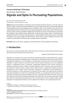 Signals and Spite in Fluctuating Populations