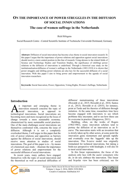 The Case of Women Suffrage in the Netherlands