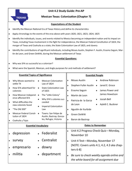 Depression Survey Empresario Militia Federalist Centralist