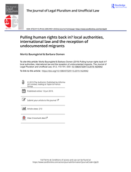 Pulling Human Rights Back In? Local Authorities, International Law and the Reception of Undocumented Migrants