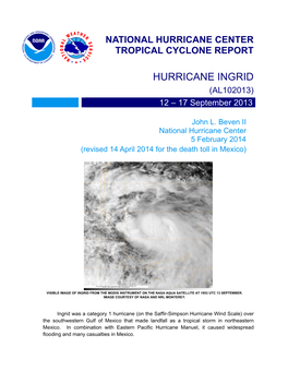 HURRICANE INGRID (AL102013) 12 – 17 September 2013