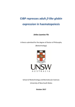 Ctbp Represses Adult Β-Like Globin Expression in Haematopoiesis