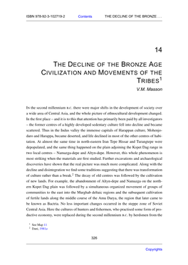 The Decline of the Bronze Age Civilization and Movements