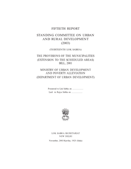 Fiftieth Report Standing Committee on Urban and Rural Development