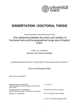 Doctoral Thesis of Thomas Mang