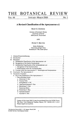 A Revised Classification of the Apocynaceae S.L