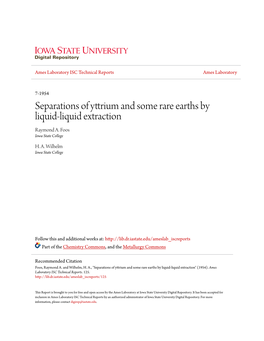 Separations of Yttrium and Some Rare Earths by Liquid-Liquid Extraction Raymond A