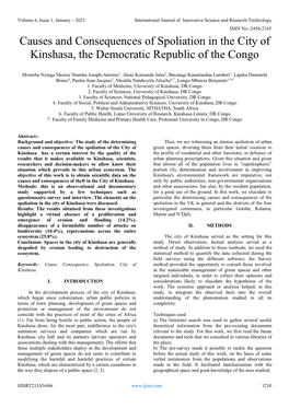 Causes and Consequences of Spoliation in the City of Kinshasa, the Democratic Republic of the Congo