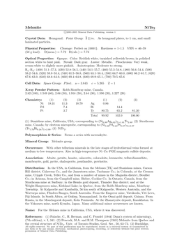 Melonite Nite2 C 2001-2005 Mineral Data Publishing, Version 1