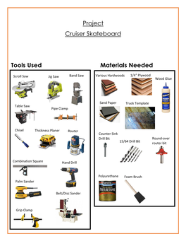 Project Cruiser Skateboard Tools Used Materials Needed