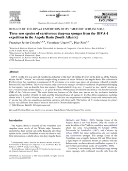 Three New Species of Carnivorous Deep-Sea Sponges from the DIVA-1 Expedition in the Angola Basin (South Atlantic)