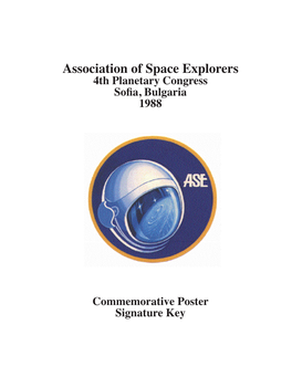 Association of Space Explorers 4Th Planetary Congress Sofia, Bulgaria 1988