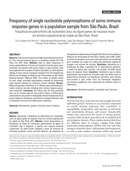 Frequency of Single Nucleotide Polymorphisms of Some Immune