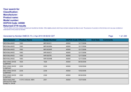 HCPCS Code: A5500 Returned 3719 Results *This List Reflects Only Those Products Reviewed and Classified by Noridian