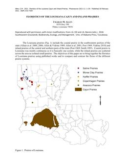 FLORISTICS of the LOUISIANA CAJUN and INLAND PRAIRIES the Louisiana Prairies