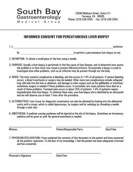 Informed Consent for Percutaneous Liver Biopsy