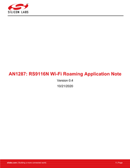 AN1287: RS9116N Wi-Fi Roaming Application Note Version 0.4 10/21/2020