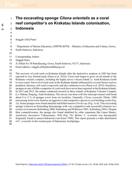 Cliona Orientalis[I] As a Coral Reef Competitor's on Krakatau Islands