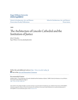 The Architecture of Lincoln Cathedral and the Institution of Justice John S