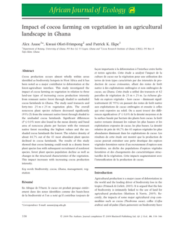 Impact of Cocoa Farming on Vegetation in an Agricultural Landscape in Ghana