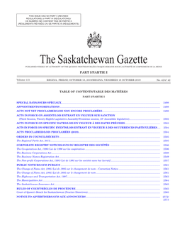 Gazette Part I, October 18, 2019