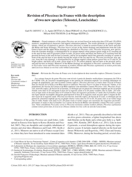 Revision of Phoxinus in France with the Description of Two New Species (Teleostei, Leuciscidae)