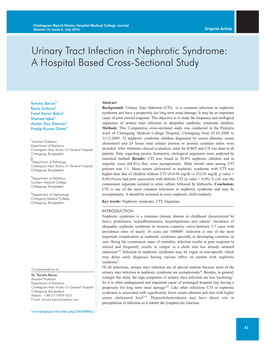 Urinary Tract Infection in Nephrotic Syndrome: a Hospital Based Cross-Sectional Study
