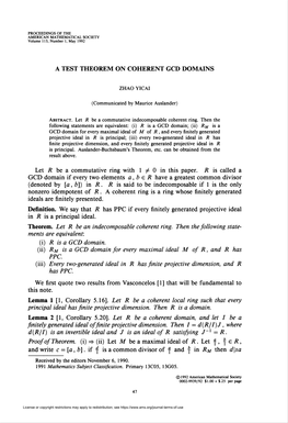 A Test Theorem on Coherent Gcd Domains