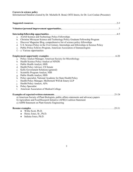 Careers in Science Policy Informational Handout Created by Dr