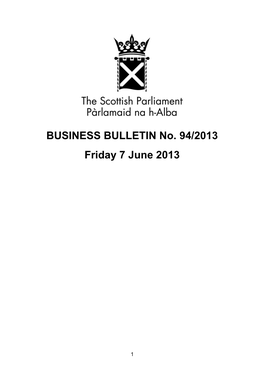BUSINESS BULLETIN No. 94/2013 Friday 7 June 2013