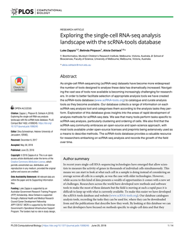 Exploring the Single-Cell RNA-Seq Analysis Landscape with the Scrna-Tools Database