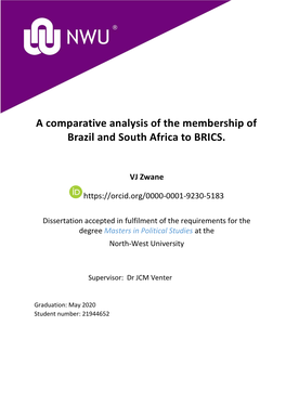 A Comparative Analysis of the Membership of Brazil and South Africa to BRICS