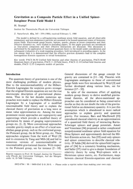 Isospinor Preon Field M Odel I H. Stumpf Institut Für Theore