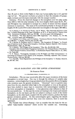 Solar Radiation and the Lower Atmosphere by Sigmund Fritz