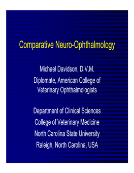 Comparative Neuro-Ophthalmology