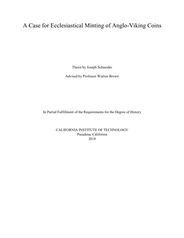 A Case for Ecclesiastical Minting of Anglo-Viking Coins