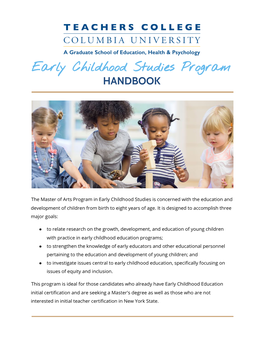 Early Childhood Studies Program HANDBOOK