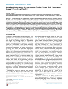 Mutational Robustness Accelerates the Origin of Novel RNA Phenotypes Through Phenotypic Plasticity