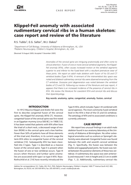 Klippel-Feil Anomaly with Associated Rudimentary Cervical Ribs in a Human Skeleton: Case Report and Review of the Literature