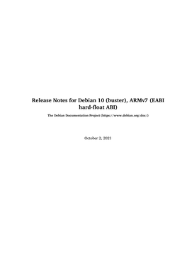 Release Notes for Debian 10 (Buster), Armv7 (EABI Hard-Float ABI)