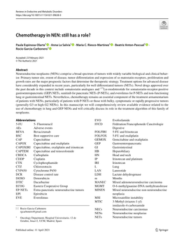 Chemotherapy in NEN: Still Has a Role?