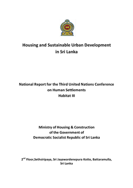 Housing and Sustainable Urban Development in Sri Lanka