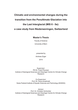 MIS 6 - 5E): a Case Study from Niederweningen, Switzerland