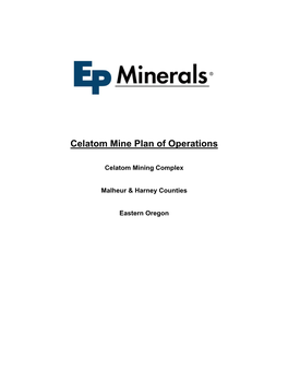 Celatom Mine Plan of Operations