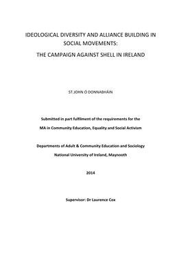 Ideological Diversity and Alliance Building in Social Movements: the Campaign Against Shell in Ireland