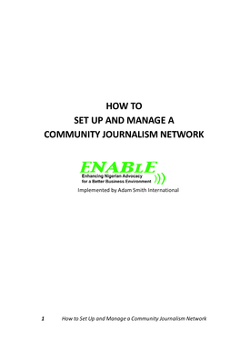 How to Set up and Manage a Community Journalism Network