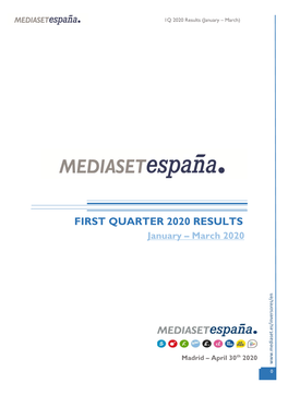 First Quarter 2020 Results