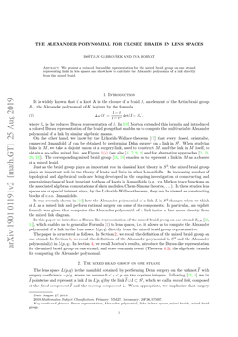 Arxiv:1901.01191V2 [Math.GT] 25 Aug 2019