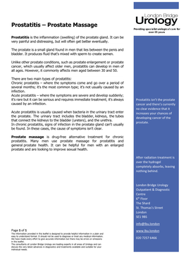Prostate Massage Providing Specialist Urological Care for Over 35 Years Prostatitis Is the Inflammation (Swelling) of the Prostate Gland